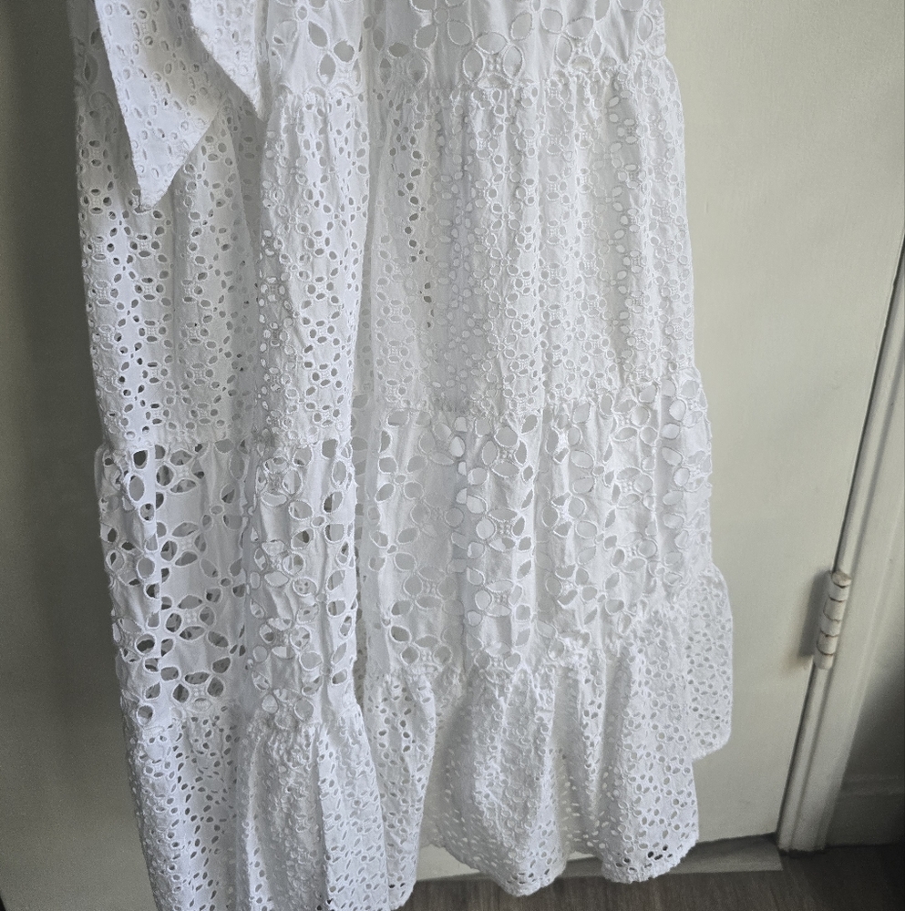 Ralph Lauren White Eyelet Wrap Dress NWT Size 14 - Picture 6 of 8